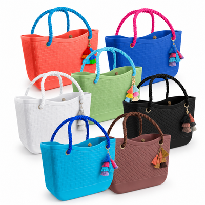 BocaBagg Waterproof Rubber Tote Bag – Tip-Proof, Slip-Proof EVA Beach Bag with Zip Pocket | 18.5" × 9" × 13.5"