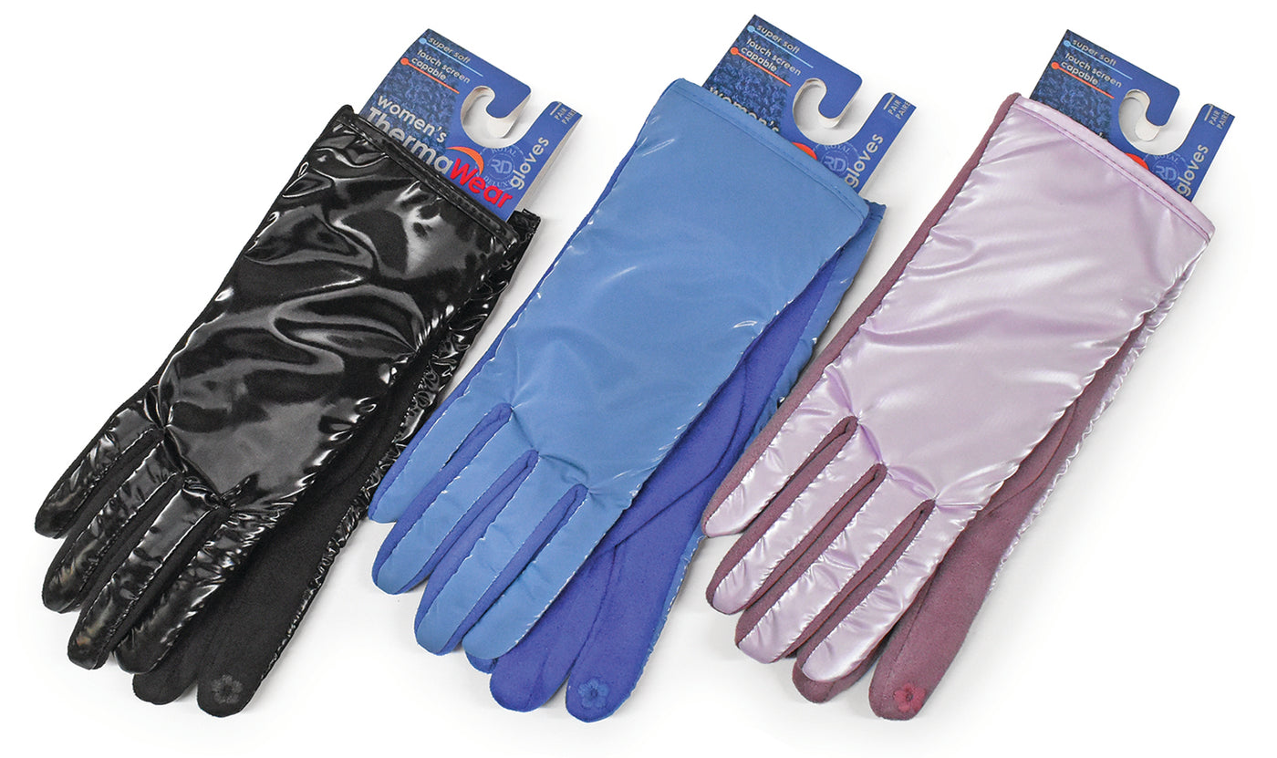 3-Pack Ladies Shiny Touch Screen Suede Style Fashion Gloves