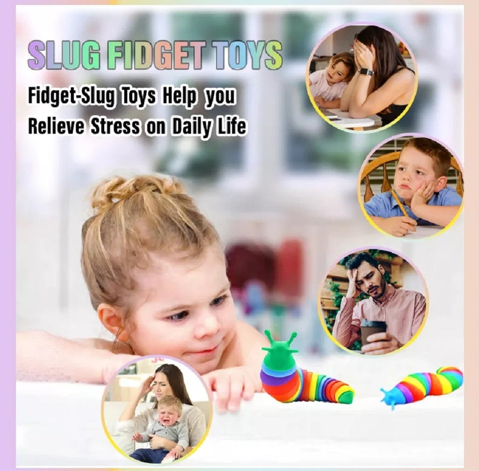 4-Pack Jiggle Wiggle 7-Inch Jumbo Fidget Slug Toy