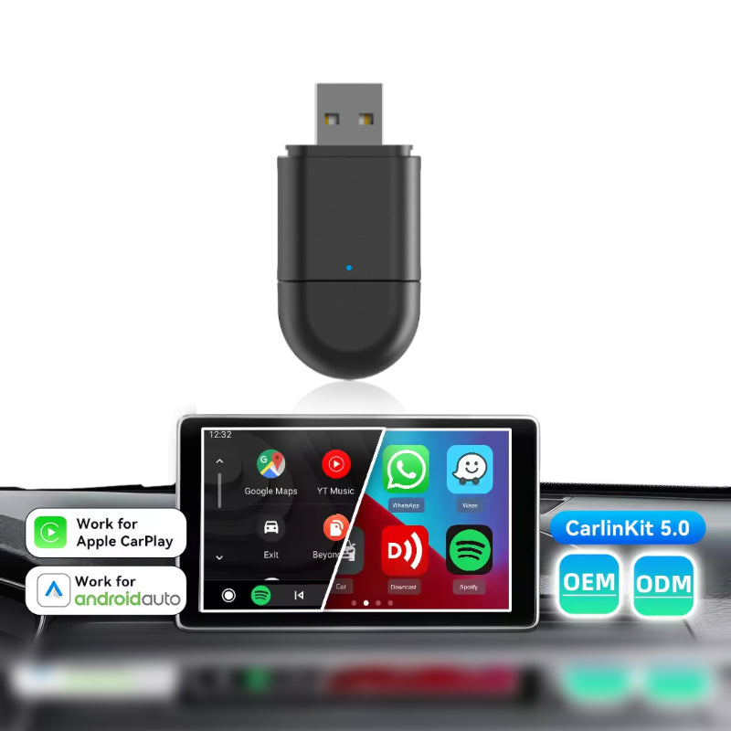 2-in-1 Wireless CarPlay & Android Auto Adapter | USB & Type-C Plug | 5.8GHz Wi-Fi
