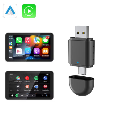 2-in-1 Wireless CarPlay & Android Auto Adapter | USB & Type-C Plug | 5.8GHz Wi-Fi