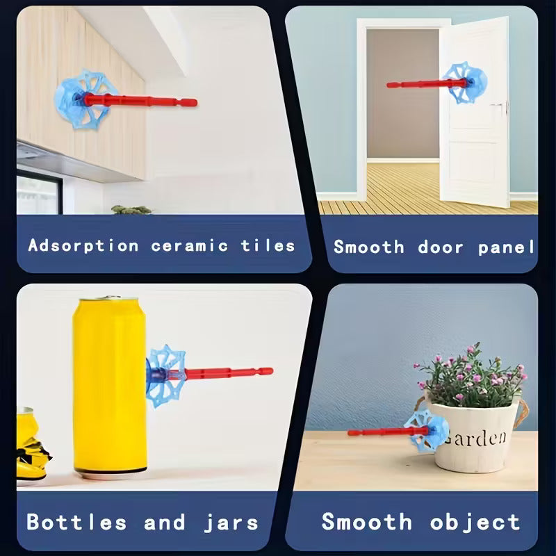 2-Pack Spider Web Launcher Gloves - Red and Blue Hero Toy, 5-Meter Shooting Distance, Absorbable Bullets