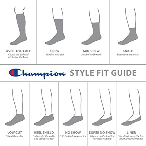 12-Pack Champion Crew Socks - Grey