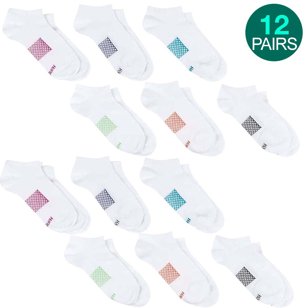 12-Pack Hanes Xtemp No Show Socks - White