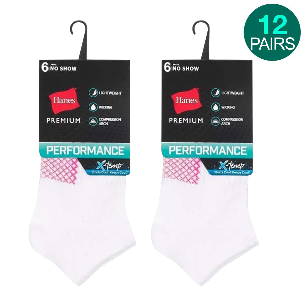 12-Pack Hanes Xtemp No Show Socks - White