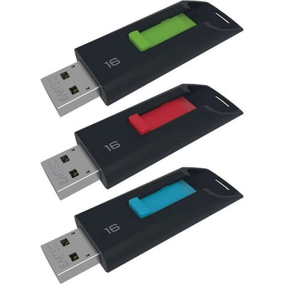 EMTEC Slide USB 2.0 16GB Flash Drive, 3-Pack