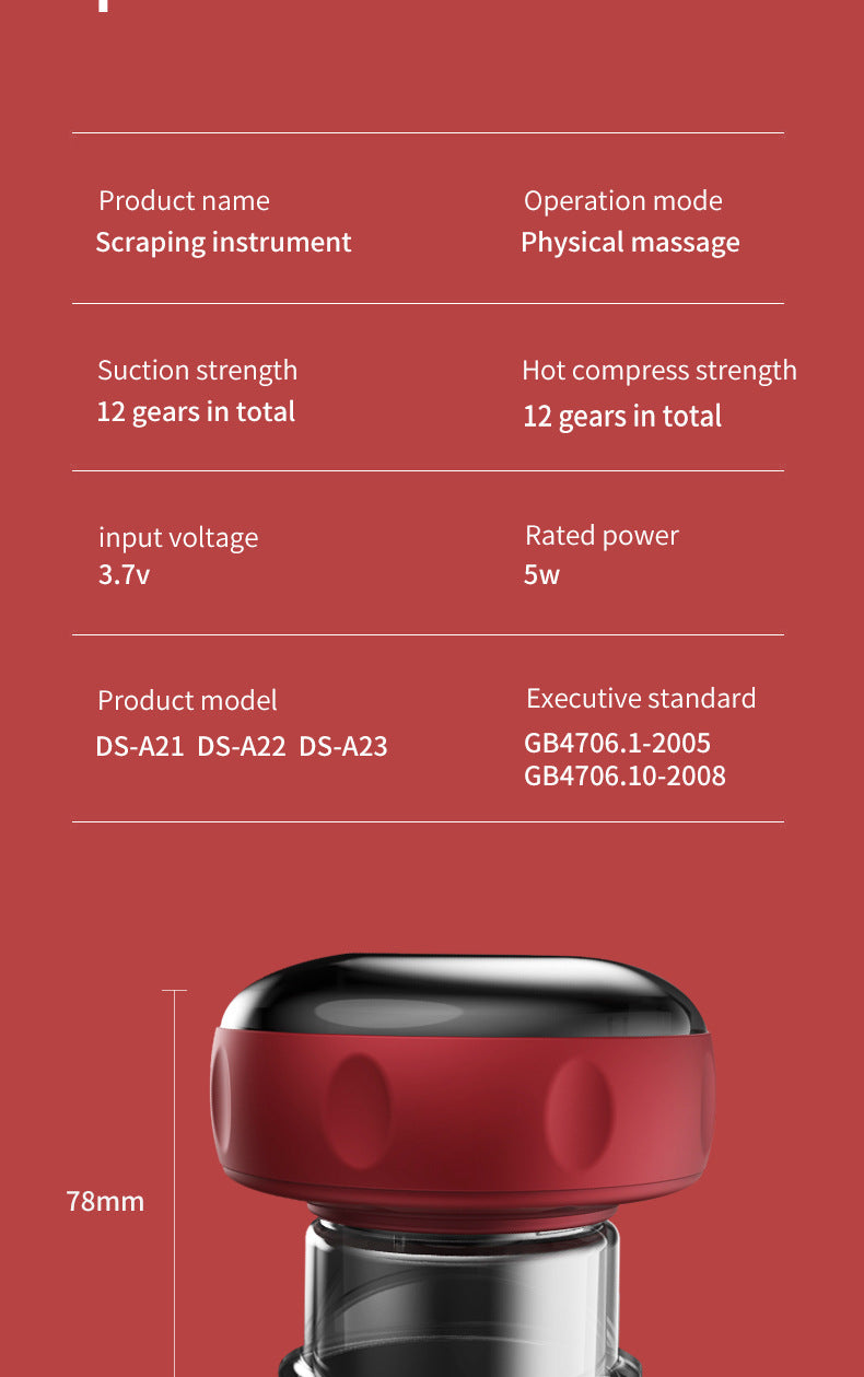 Cupping Massage Device – 6 Suction Modes, Red Light Therapy, 1200mAh, Rechargeable