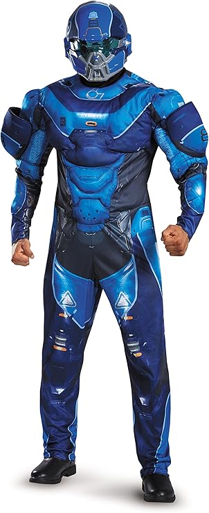 Disguise Men's Halo Blue Spartan Muscle Costume XXL