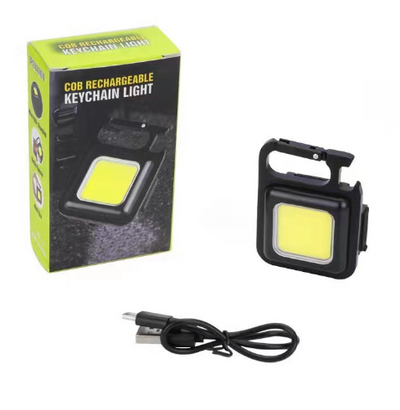 2-Pack Rechargeable COB Keychain Work Lights – EDC Flashlight with Folding Stand & Bottle Opener for Camping, Fishing, and Emergencies