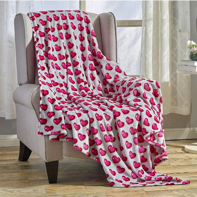 Ultra Plush Valentine's Day Heart-Themed Throw Blanket – Soft, Cozy, and Luxurious Fleece, 50" x 60"