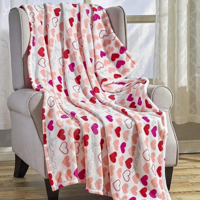 Ultra Plush Valentine's Day Heart-Themed Throw Blanket – Soft, Cozy, and Luxurious Fleece, 50" x 60"