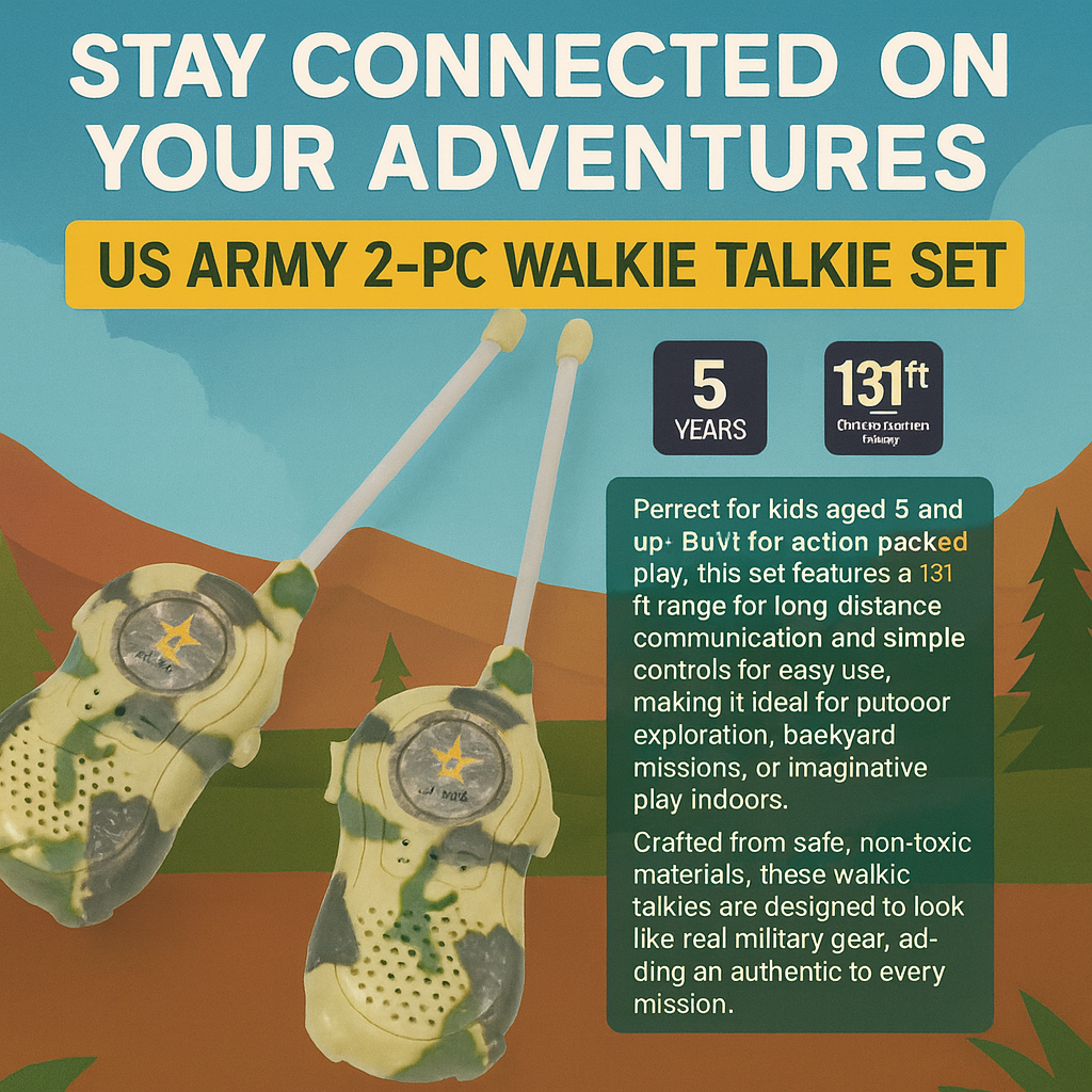US Army 2 Pc Walkie Talkie Set