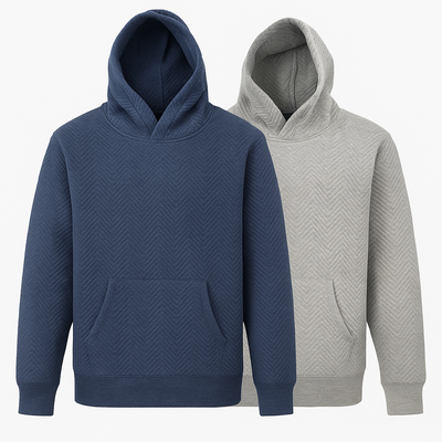 Men's Hoodie Heather Herringbone Pullover Sweatshirt – Everyday Comfort Fit, Soft Cotton Blend, Easy Care