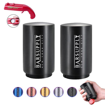 2-Pack BARSUPPLY Push Down Automatic Magnetic Beer Bottle Opener + BONUS Cap Gun