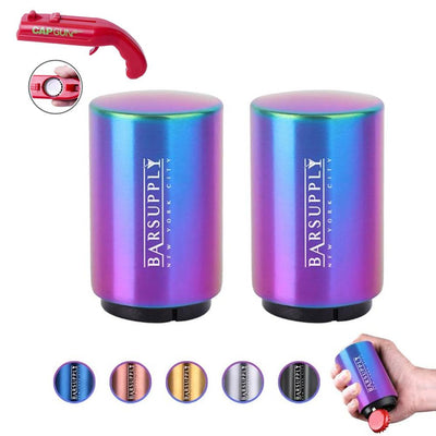 2-Pack BARSUPPLY Push Down Automatic Magnetic Beer Bottle Opener + BONUS Cap Gun