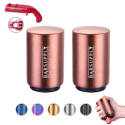 2-Pack BARSUPPLY Push Down Automatic Magnetic Beer Bottle Opener + BONUS Cap Gun