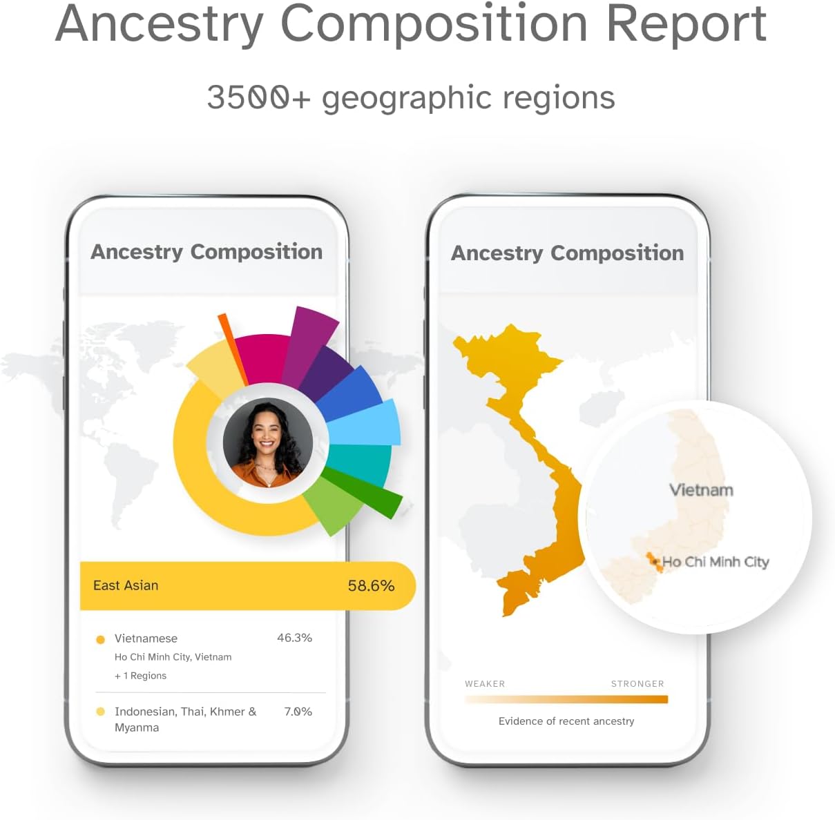 23andMe Ancestry Service - DNA Test Kit with Personalized Genetic Reports Including Ancestry Composition with 3500+ Geographic Regions, Family Tree, DNA Relative Finder and Trait Reports