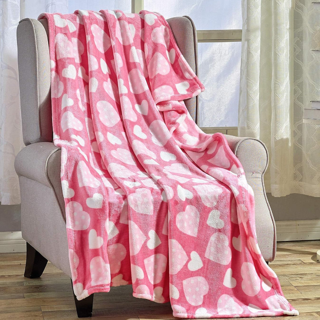 Ultra Plush Valentine's Day Heart-Themed Throw Blanket – Soft, Cozy, and Luxurious Fleece, 50" x 60"