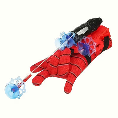 2-Pack Spider Web Launcher Gloves - Red and Blue Hero Toy, 5-Meter Shooting Distance, Absorbable Bullets