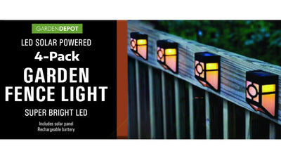 4-Pack LED Solar Powered Garden Fence Lights