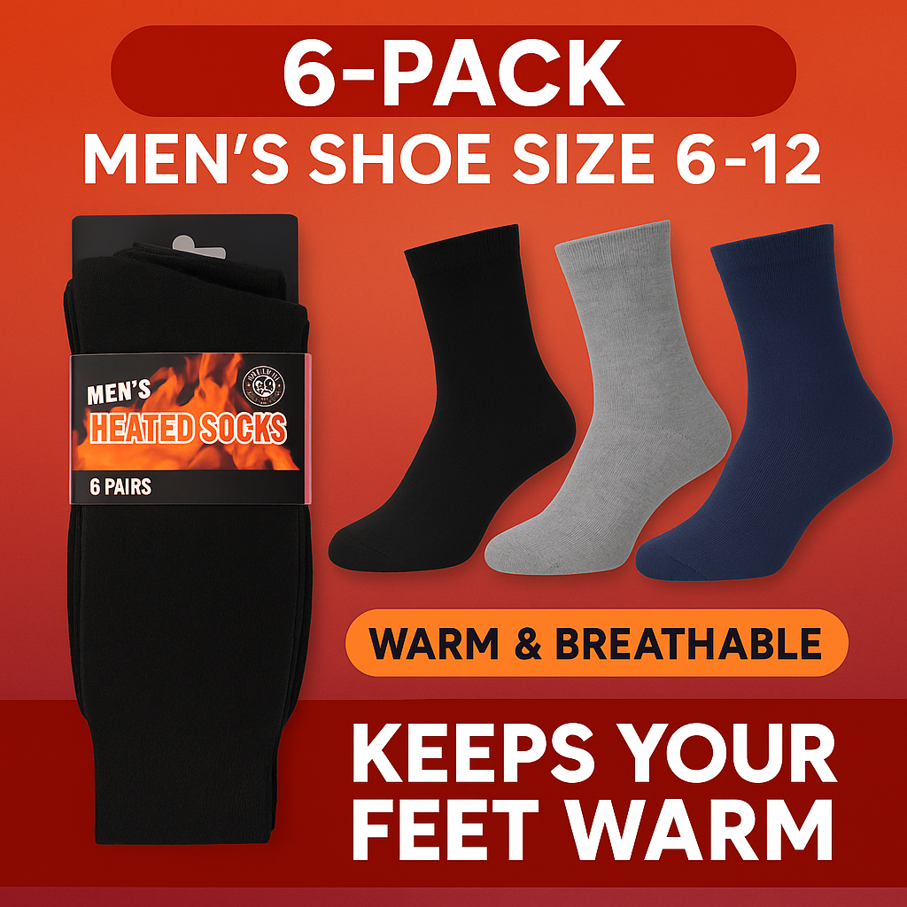 6-Pairs Men’s Heated Crew Socks