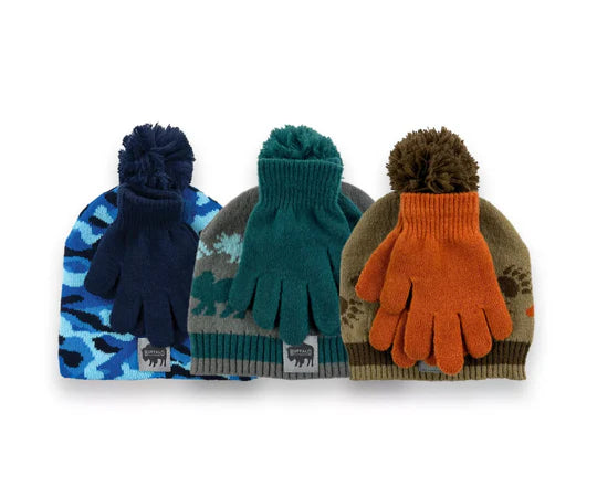 6-Piece Kids' Hat & Glove Set – 3 Hats & 3 Gloves for Boys and Girls