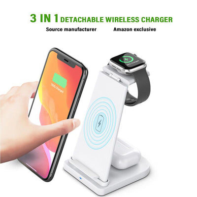 3-in-1 Fast Wireless Charging Stand for Phones, Apple Watch & AirPods