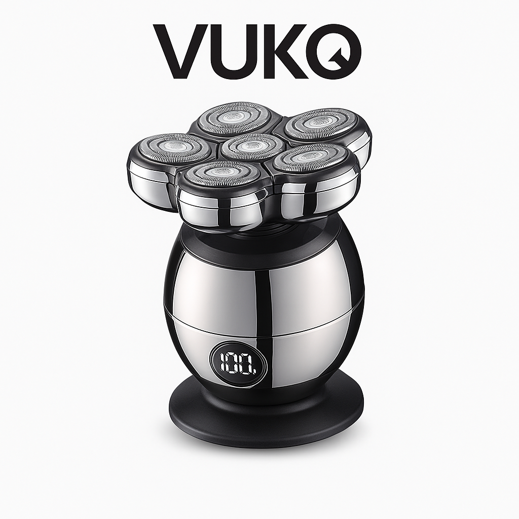 VUKO RQ8870 Men’s Electric Head & Beard Shaver – 7 Floating Heads, LED Display, Fully Washable, Rechargeable Grooming Tool