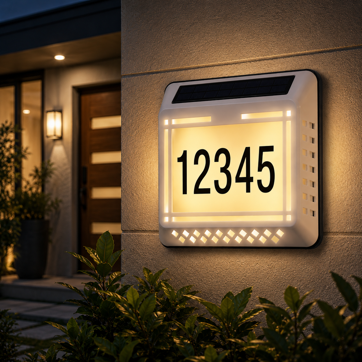 Solar LED Address Sign – Waterproof House Number Plaque, Customizable ...