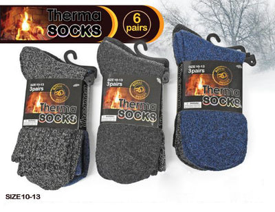6-Pack Men’s Thermal Socks Size 10-13