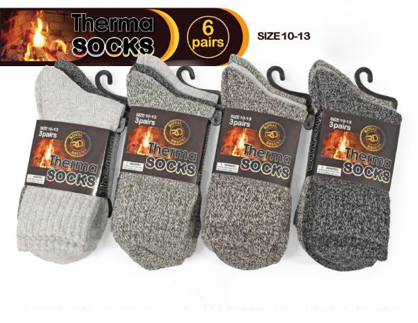 6-Pack Men’s Thermal Socks Size 10-13