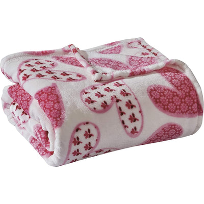 Ultra Plush Valentine's Day Heart-Themed Throw Blanket – Soft, Cozy, and Luxurious Fleece, 50" x 60"