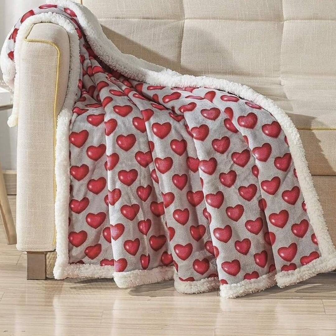 Ultra Plush Valentine's Day Heart-Themed Throw Blanket – Soft, Cozy, and Luxurious Fleece, 50" x 60"