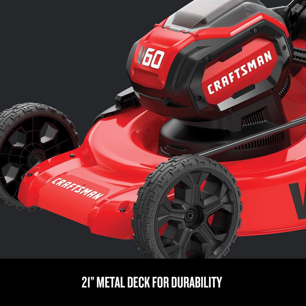 CRAFTSMAN V60* 3-in-1 Cordless Lawn Mower, 21-Inch (CMCMW260P1)