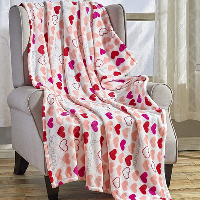 Ultra Plush Valentine's Day Heart-Themed Throw Blanket – Soft, Cozy, and Luxurious Fleece, 50" x 60"