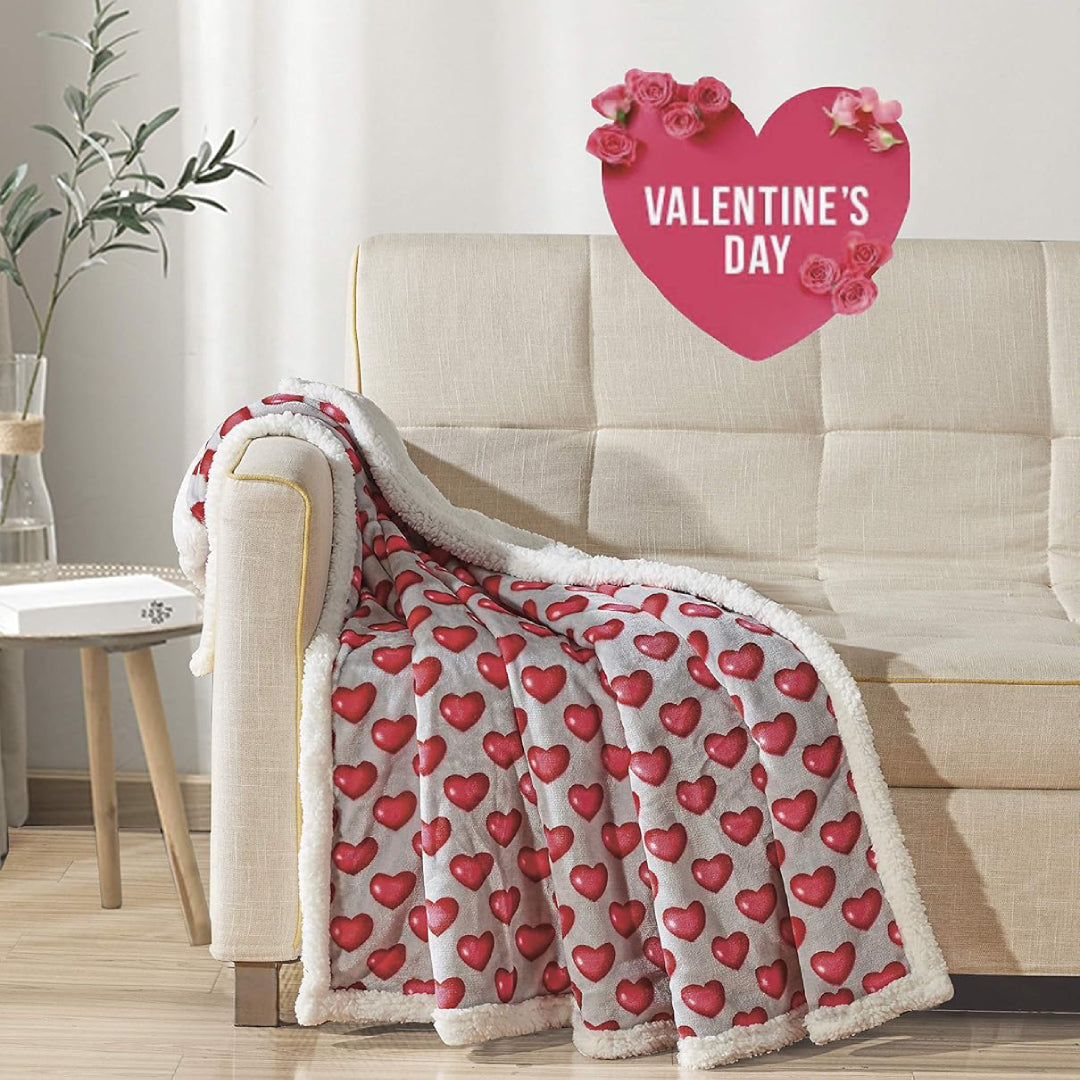 Ultra Plush Valentine's Day Heart-Themed Throw Blanket – Soft, Cozy, and Luxurious Fleece, 50" x 60"