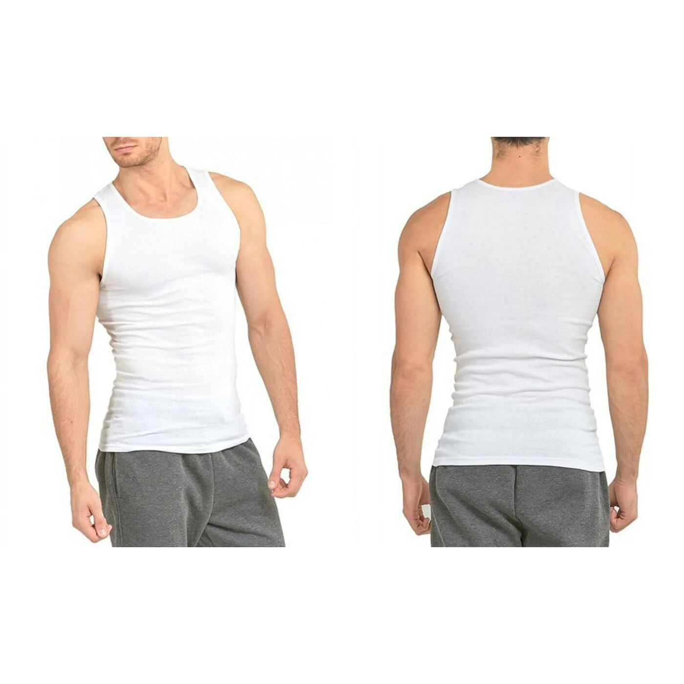 Knocker Men's 100% Cotton A-Shirts White Tank Top 6 Pack (Sizes S–3XL ...