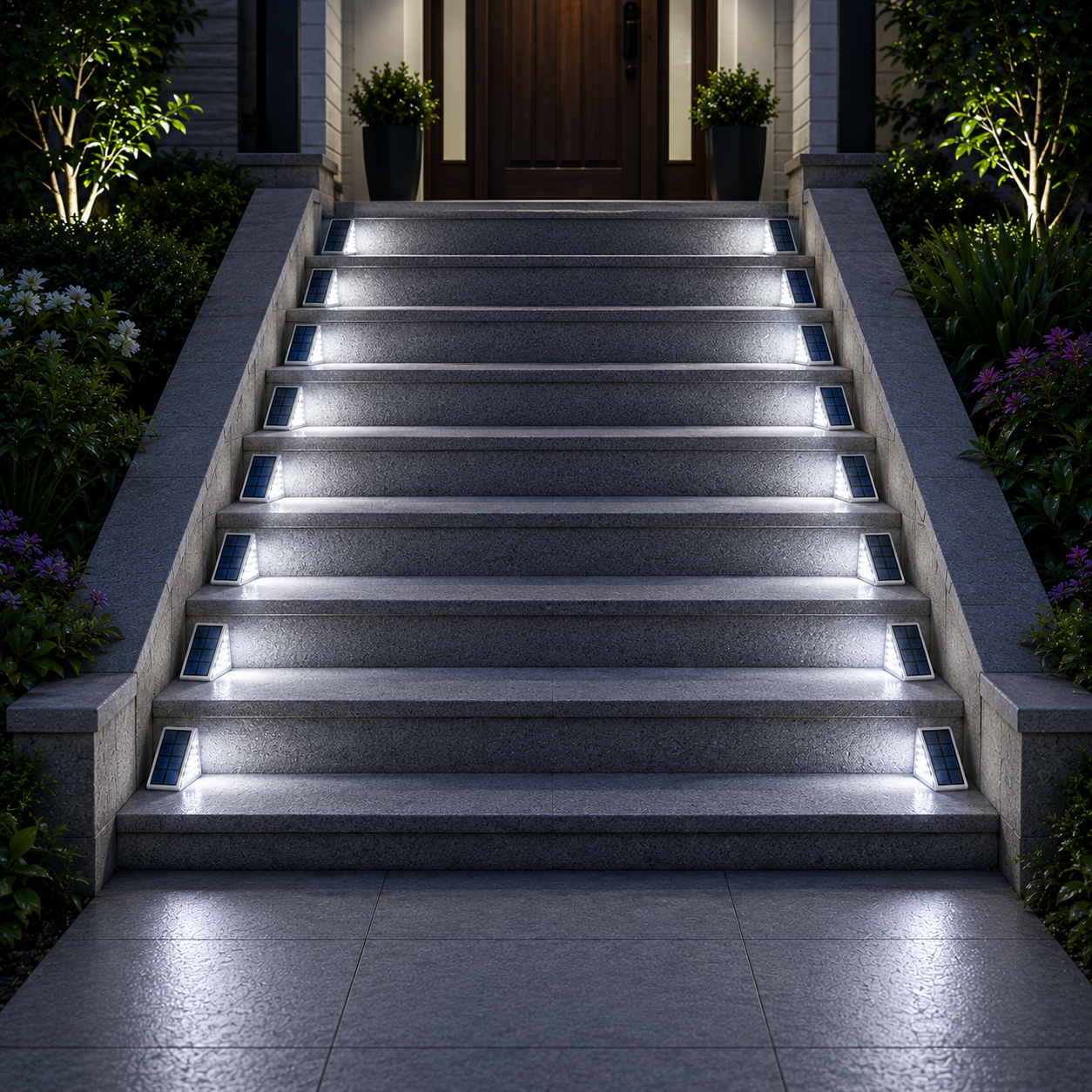 TaTasay 6-Pack Solar Step Lights – Warm White, Waterproof, Tool-Free Mount For Stairs, Patios & Gardens