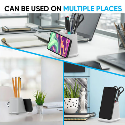 Wireless Charging Stand with Dual USB Charger & Desk Organizer