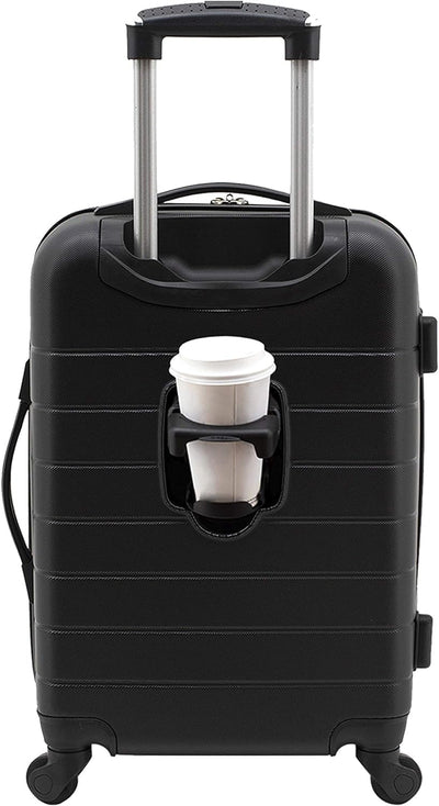 Wrangler Smart Luggage Set with Cup Holder, USB Port and Phone Holder, Black