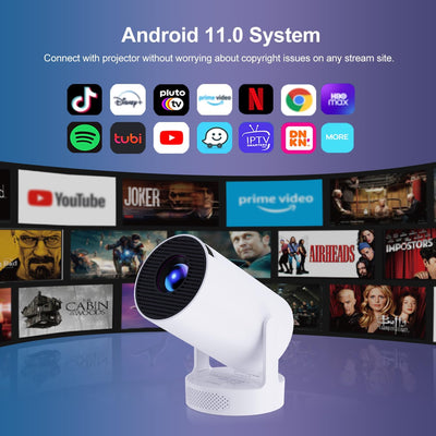 Pro Mini Portable Smart Projector with Android 13, Full HD, WiFi 6, Bluetooth 5.2, Auto Keystone, Built-in Apps for Netflix & YouTube – Works with Phone, Laptop, TV, HDMI, PS5