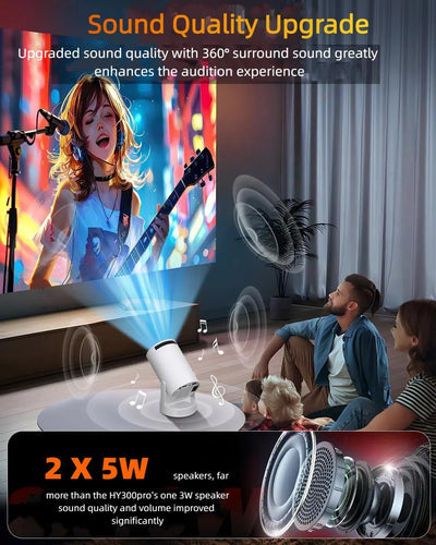 Pro Mini Portable Smart Projector with Android 13, Full HD, WiFi 6, Bluetooth 5.2, Auto Keystone, Built-in Apps for Netflix & YouTube – Works with Phone, Laptop, TV, HDMI, PS5