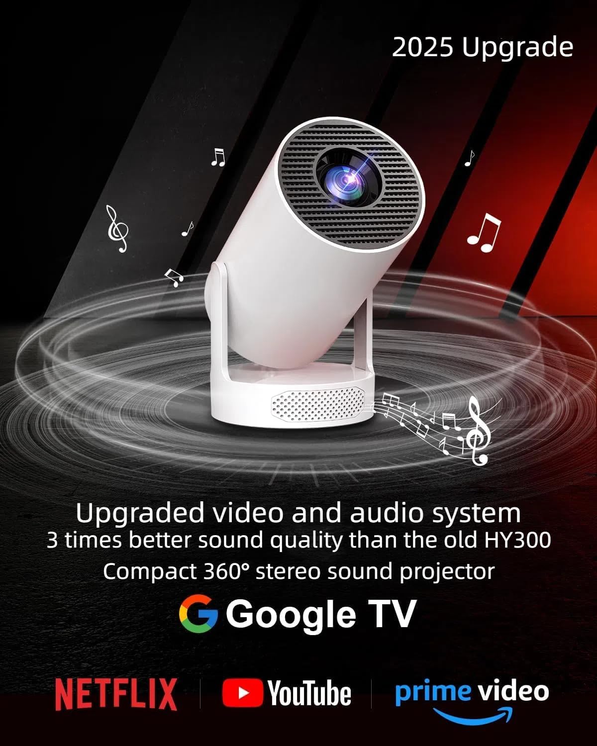 Pro Mini Portable Smart Projector with Android 13, Full HD, WiFi 6, Bluetooth 5.2, Auto Keystone, Built-in Apps for Netflix & YouTube – Works with Phone, Laptop, TV, HDMI, PS5