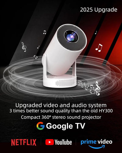 Pro Mini Portable Smart Projector with Android 13, Full HD, WiFi 6, Bluetooth 5.2, Auto Keystone, Built-in Apps for Netflix & YouTube – Works with Phone, Laptop, TV, HDMI, PS5