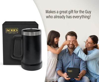 Unique Gift for Dad - XL Stainless Steel Insulated Tumbler Cup with Handle (24oz) Beer Mug for Hot/Cold Drinks, Gift Idea for Christmas Birthday Fathers Day Coolest Dad Ever (Gift-Boxed)