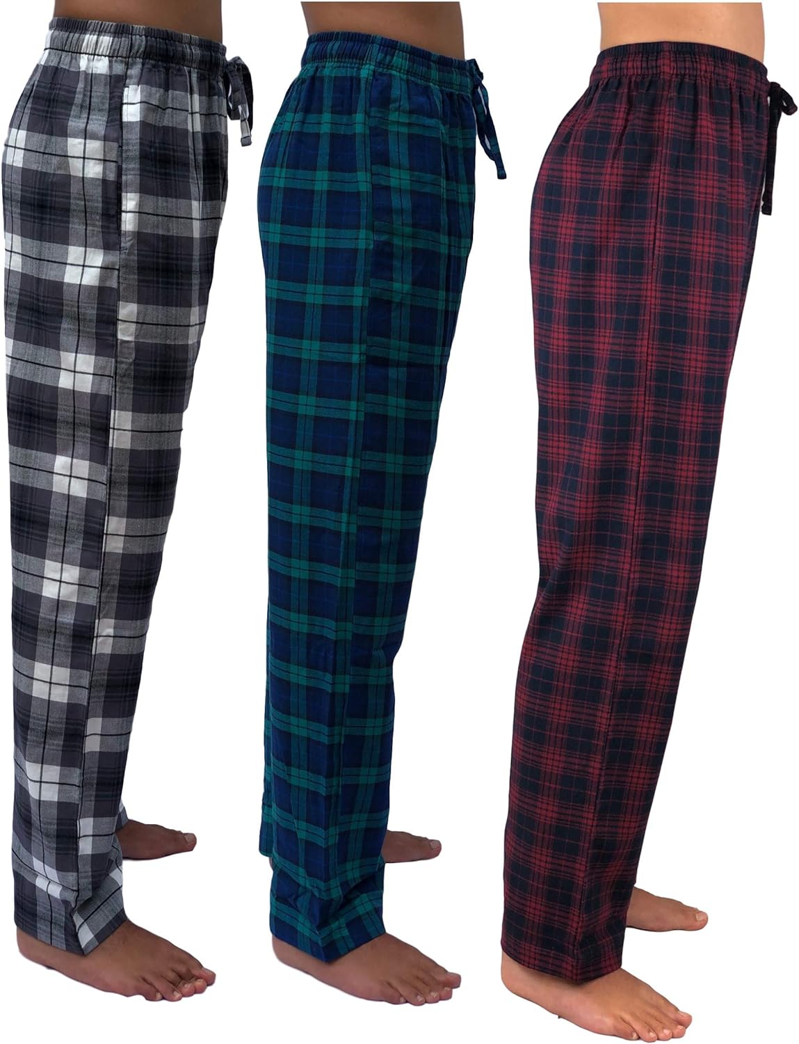 3-Pack Men's 100% Cotton Flannel Pajama Pants