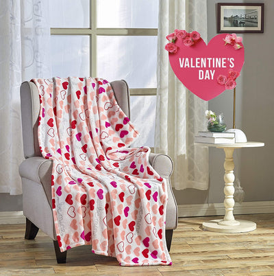 Valentine's Day Heart-Themed Ultra Plush Throw Blanket