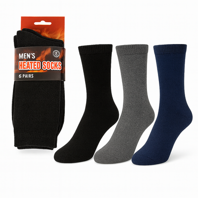 6-Pairs Men’s Heated Crew Socks
