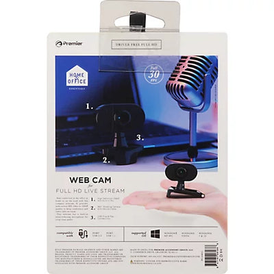 Web Cam Full HD 1080p Webcam with Built-in Microphone and Stable Screen Clamp