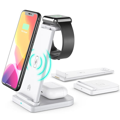 3-in-1 Fast Wireless Charging Stand for Phones, Apple Watch & AirPods